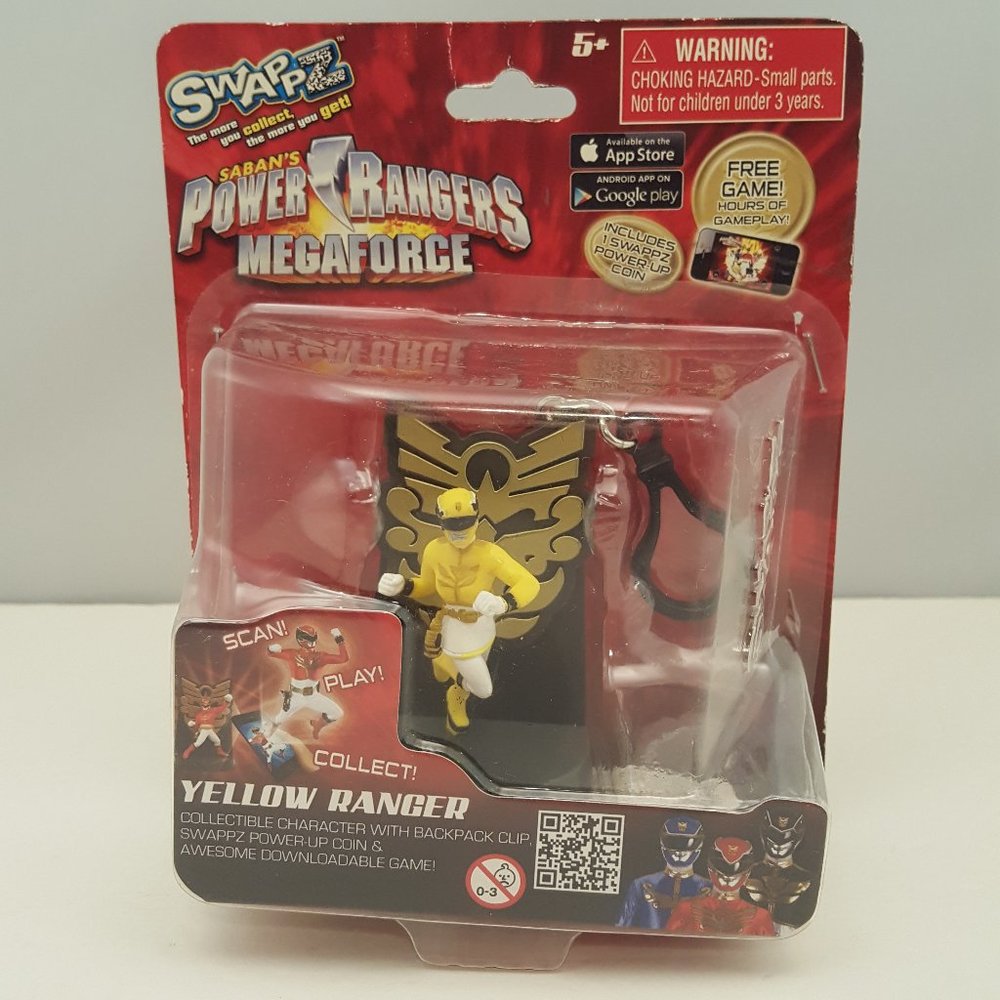 Yellow Power Ranger Mega Force Backpack Clip Keychain Mini Figure Game